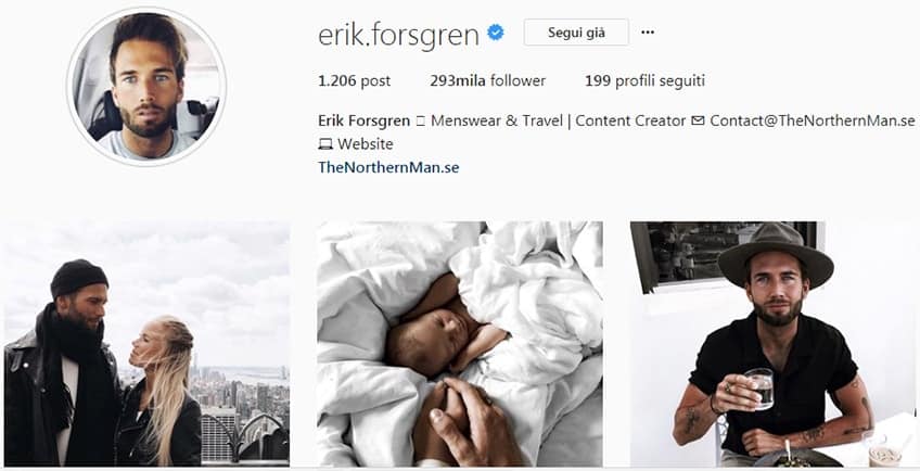 Erik Forsgren - Profilo instagram moda uomo