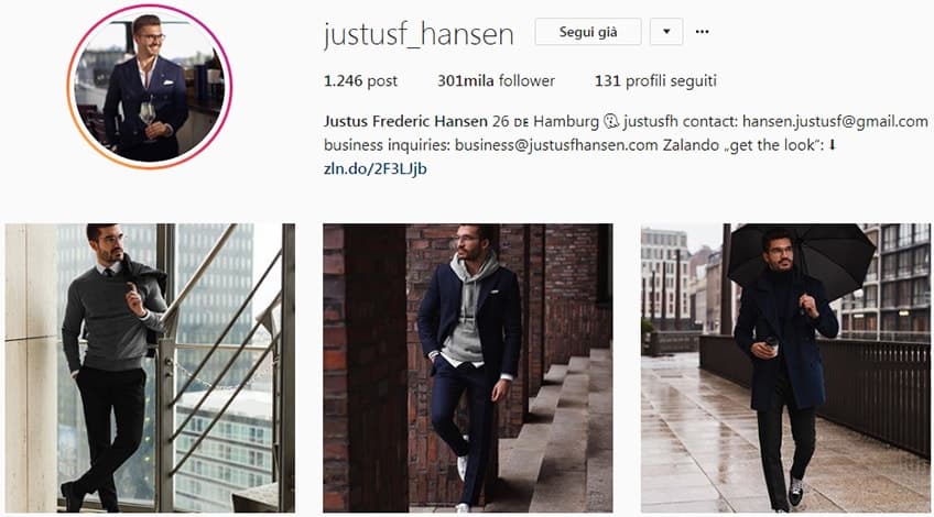 Justus Frederic Hansen - Pagina instagram moda uomo